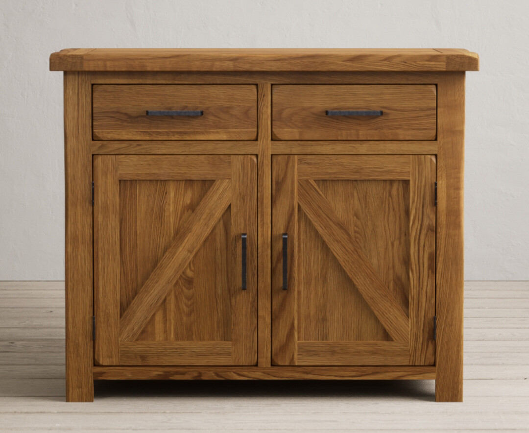 Country Rustic Solid Oak Small Sideboard