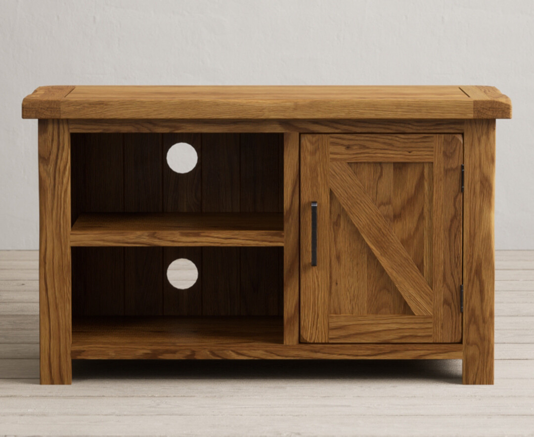 Country Rustic Solid Oak Small Tv Cabinet