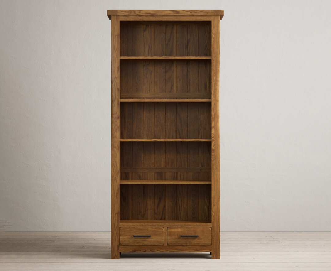 Country Rustic Solid Oak Large Bookcase
