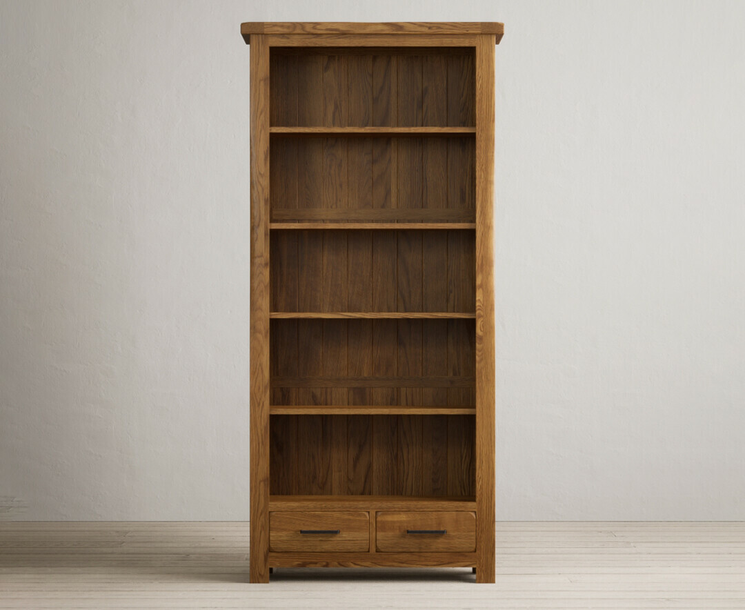 Harrogate Rustic Solid Oak Large Bookcase
