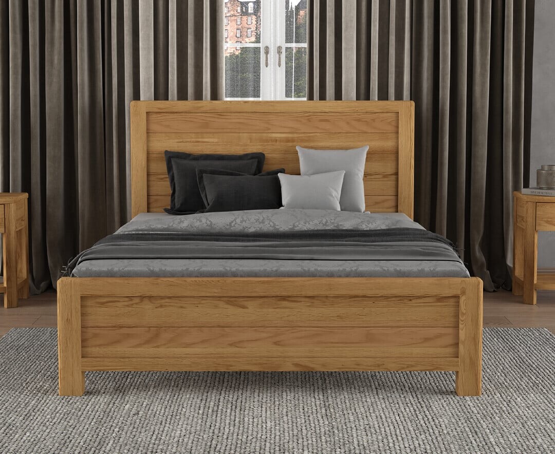 Somerton Curved Solid Oak King Size Bed