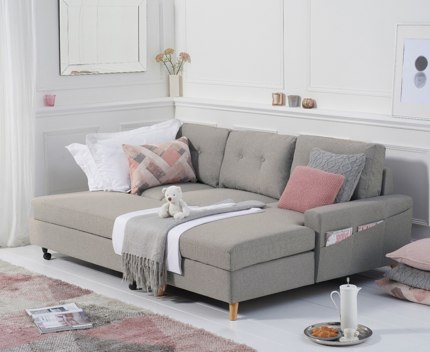 Photo 1 of Florence right facing chaise sofa bed in grey linen