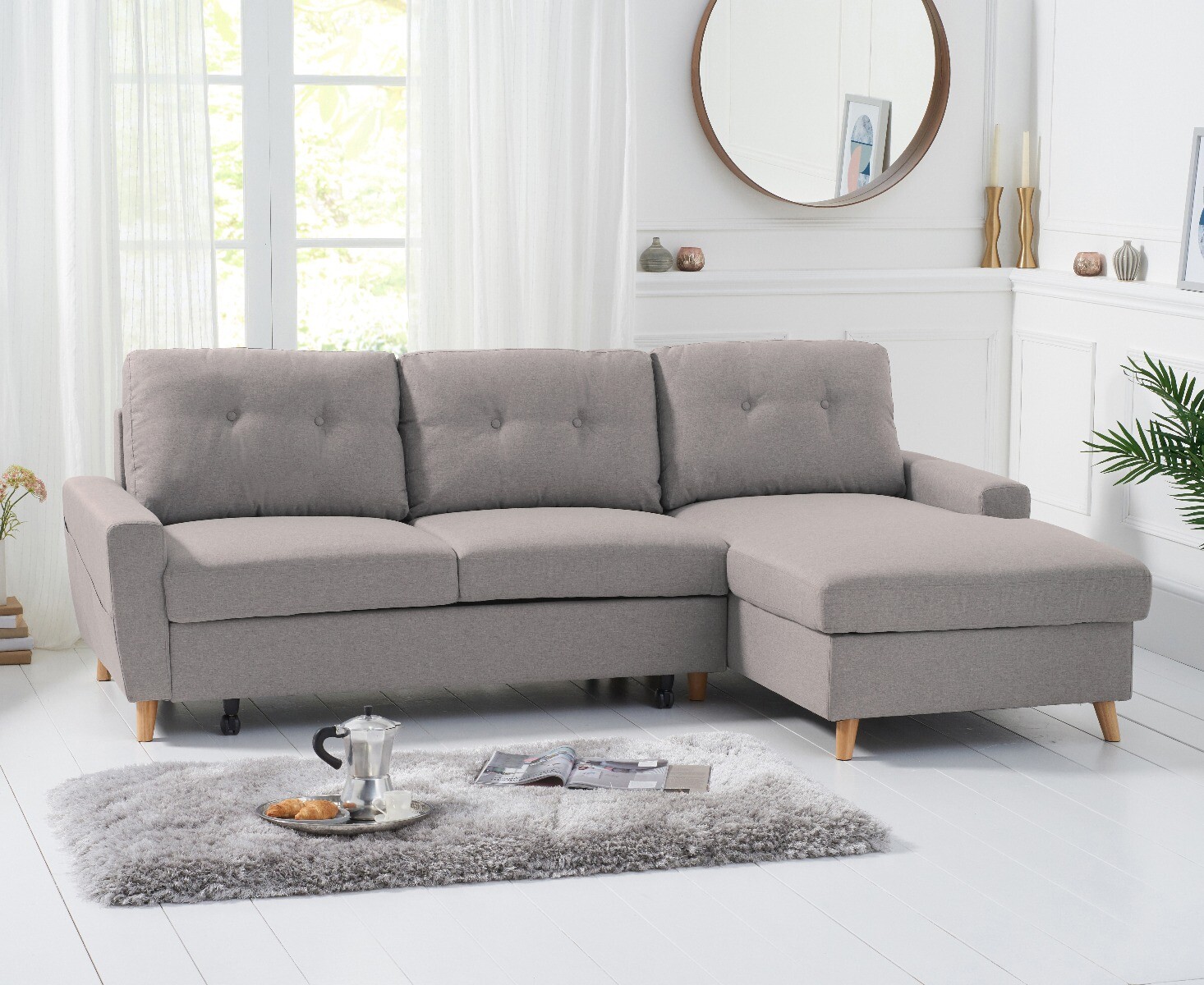 Photo 2 of Florence right facing chaise sofa bed in grey linen