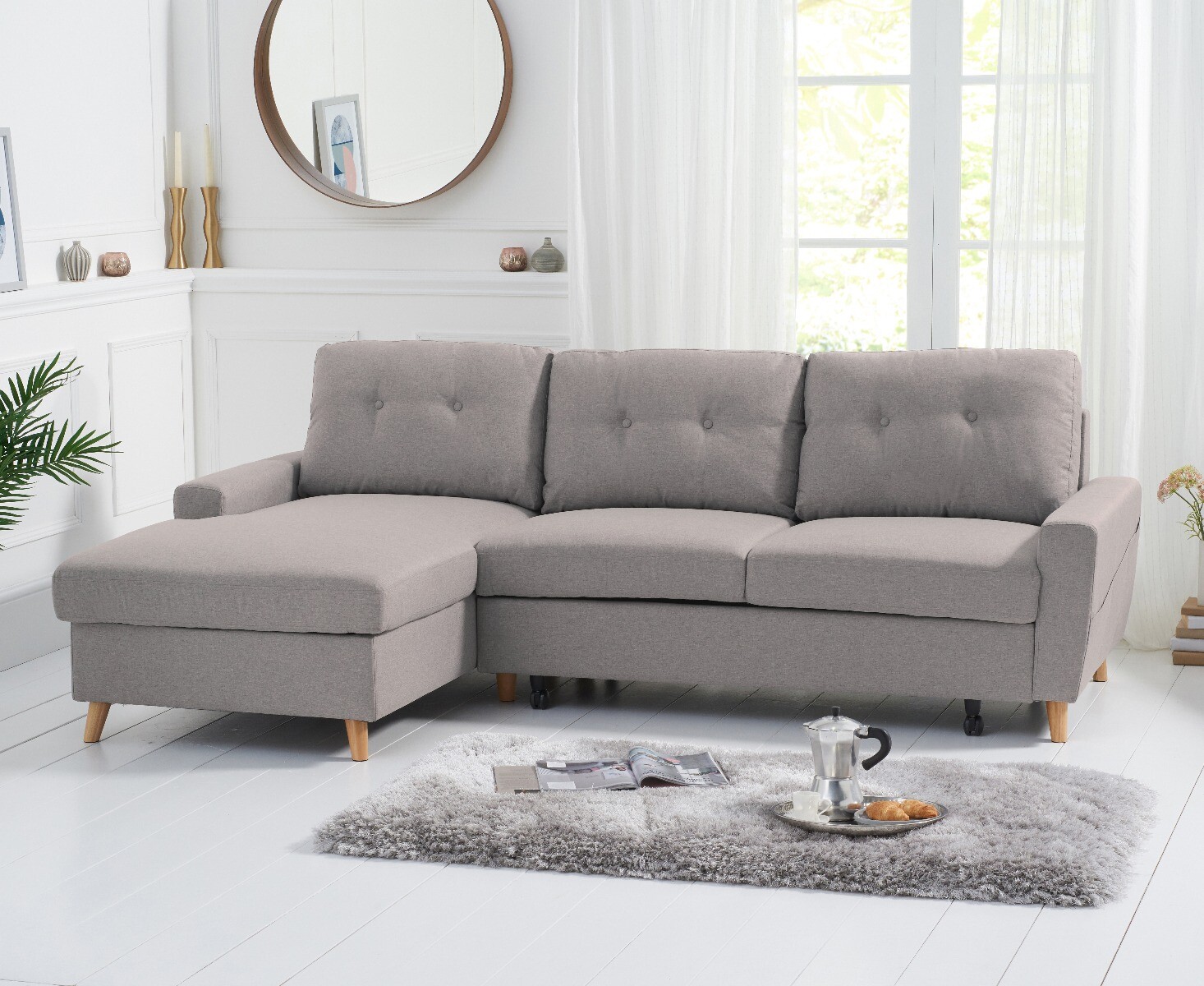 Photo 2 of Florence left facing chaise sofa bed in grey linen