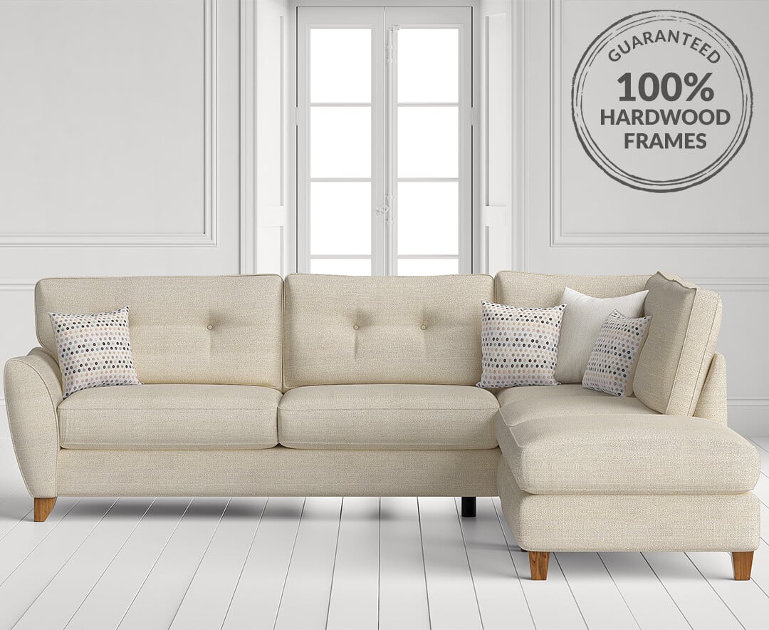 Florin Cream Fabric Right Hand Facing Corner Chaise Sofa
