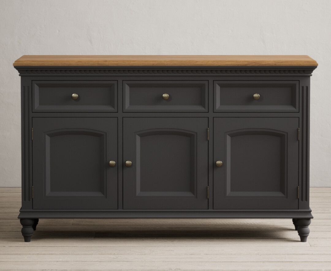 Product photograph of Francis Oak And Charcoal Grey Painted Large Sideboard from Oak Furniture Superstore