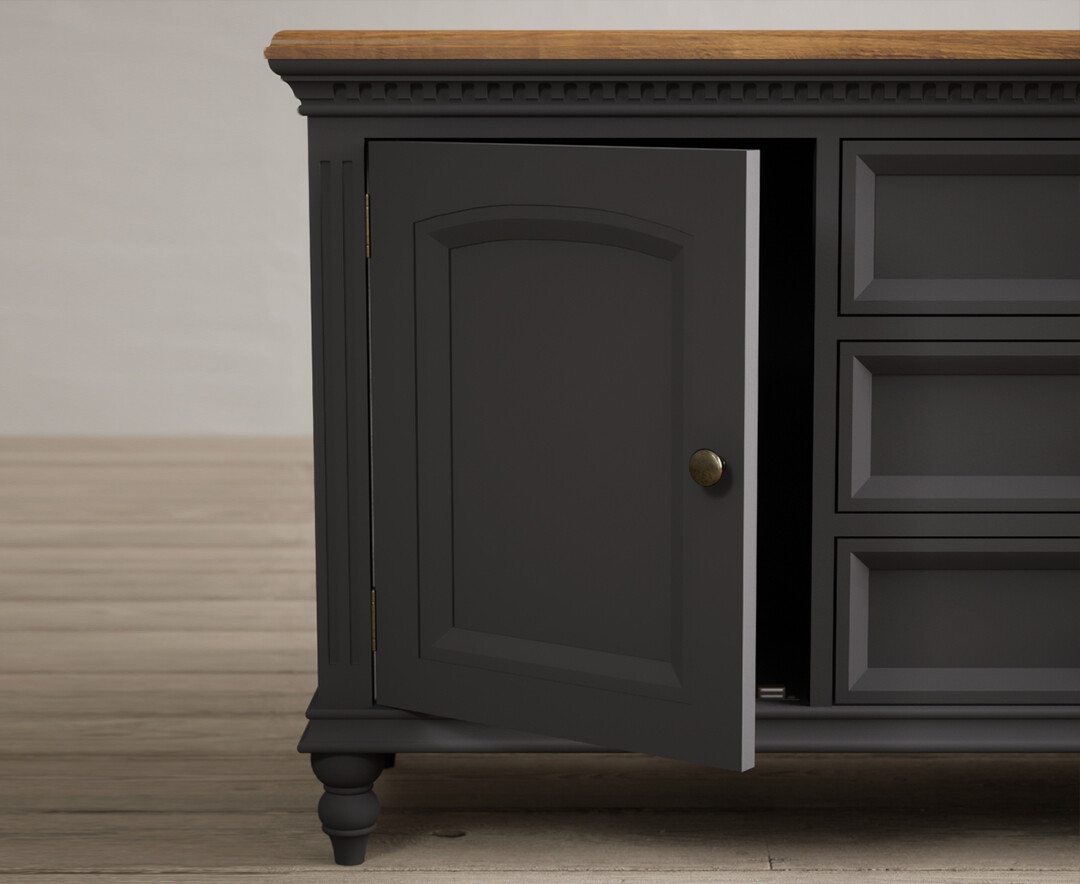 Photo 2 of Francis oak and charcoal grey painted extra large sideboard