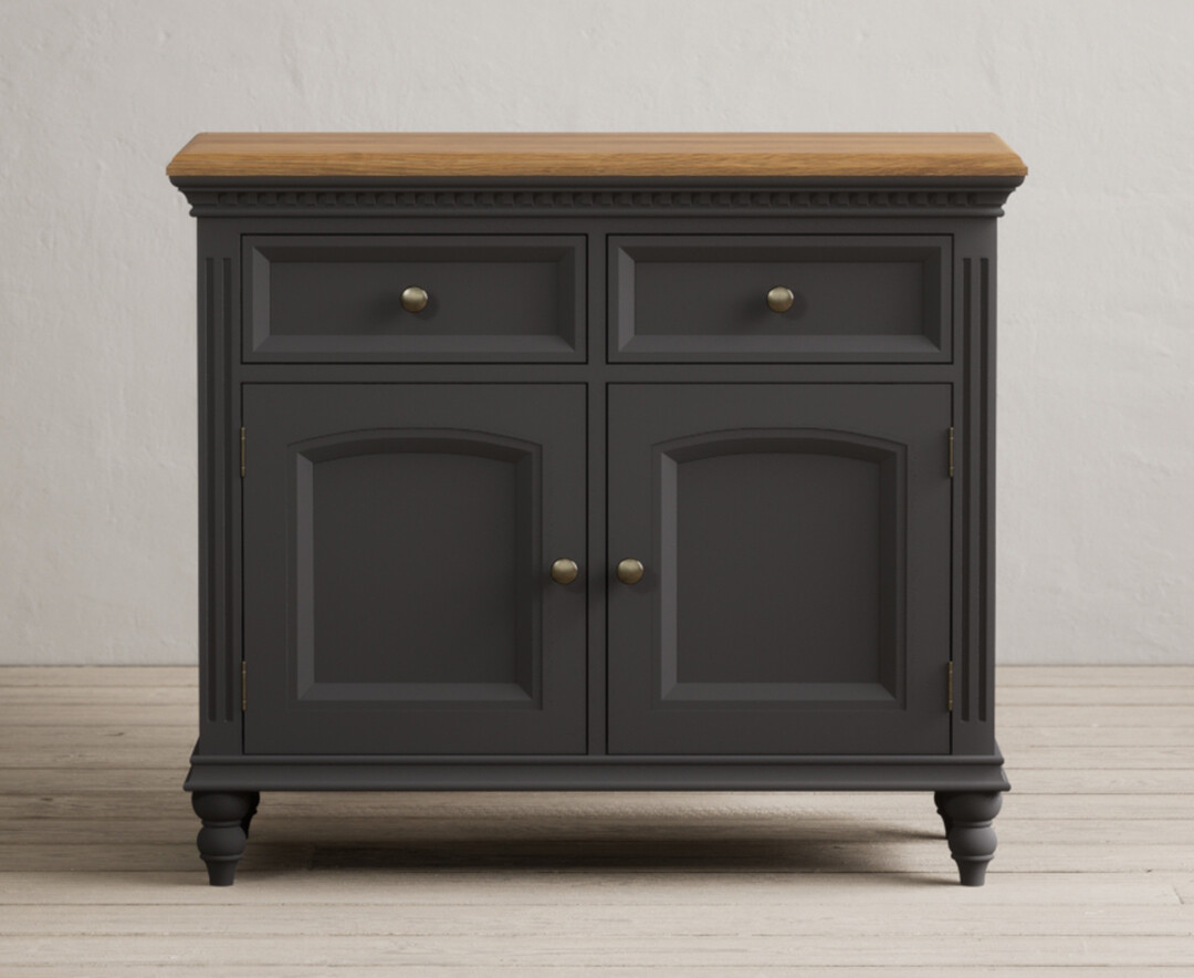 Product photograph of Francis Oak And Charcoal Grey Painted Small Sideboard from Oak Furniture Superstore