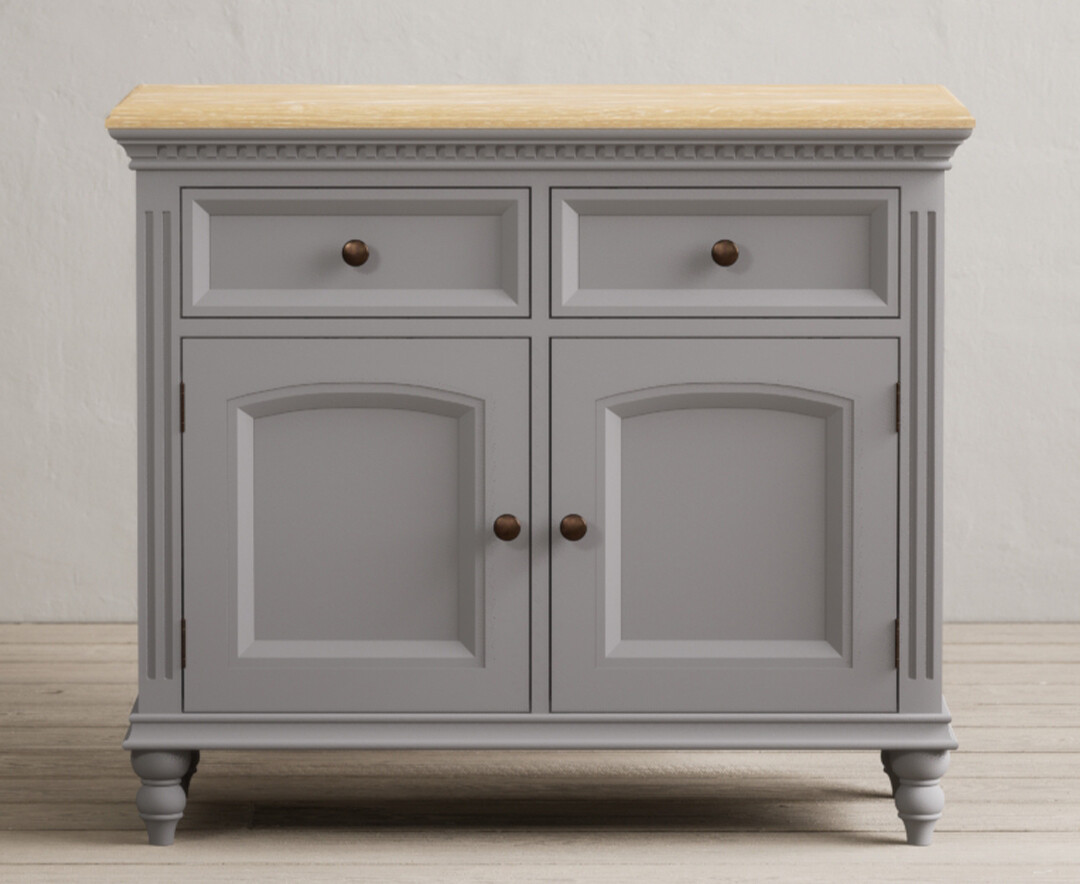 Product photograph of Francis Oak And Light Grey Painted Small Sideboard from Oak Furniture Superstore