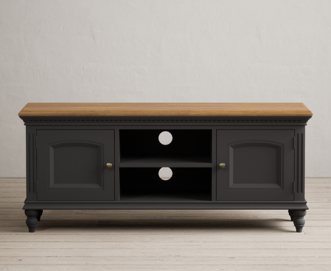 Francis Oak And Charcoal Grey Painted Large Tv Cabinet