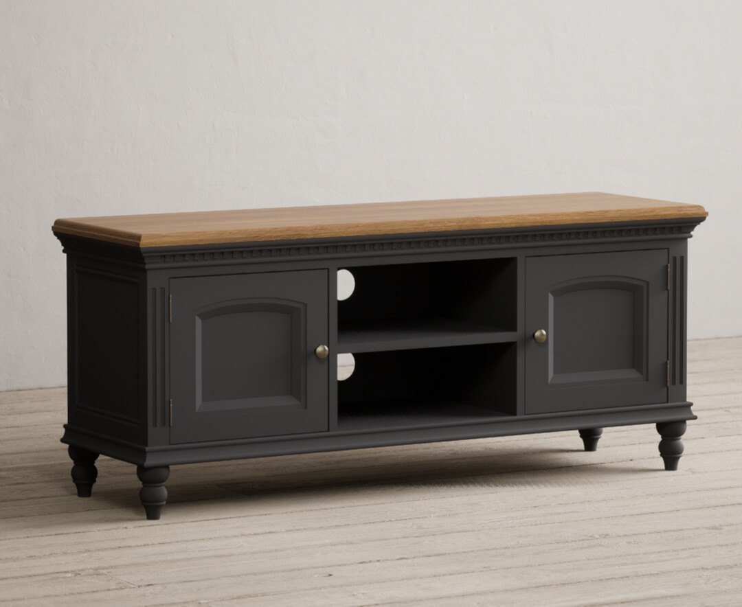 Photo 1 of Francis oak and charcoal grey painted large tv cabinet