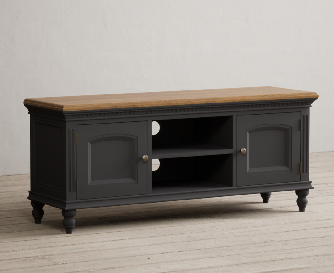 Product photograph of Francis Oak And Charcoal Grey Painted Large Tv Cabinet from Oak Furniture Superstore