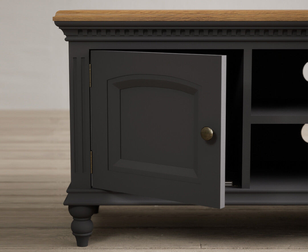 Photo 2 of Francis oak and charcoal grey painted large tv cabinet