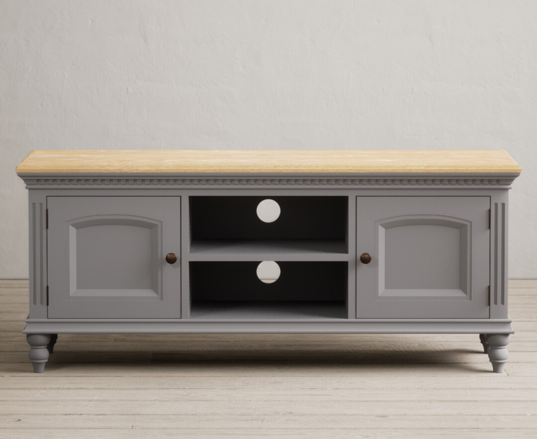 Francis Oak And Light Grey Painted Large Tv Cabinet