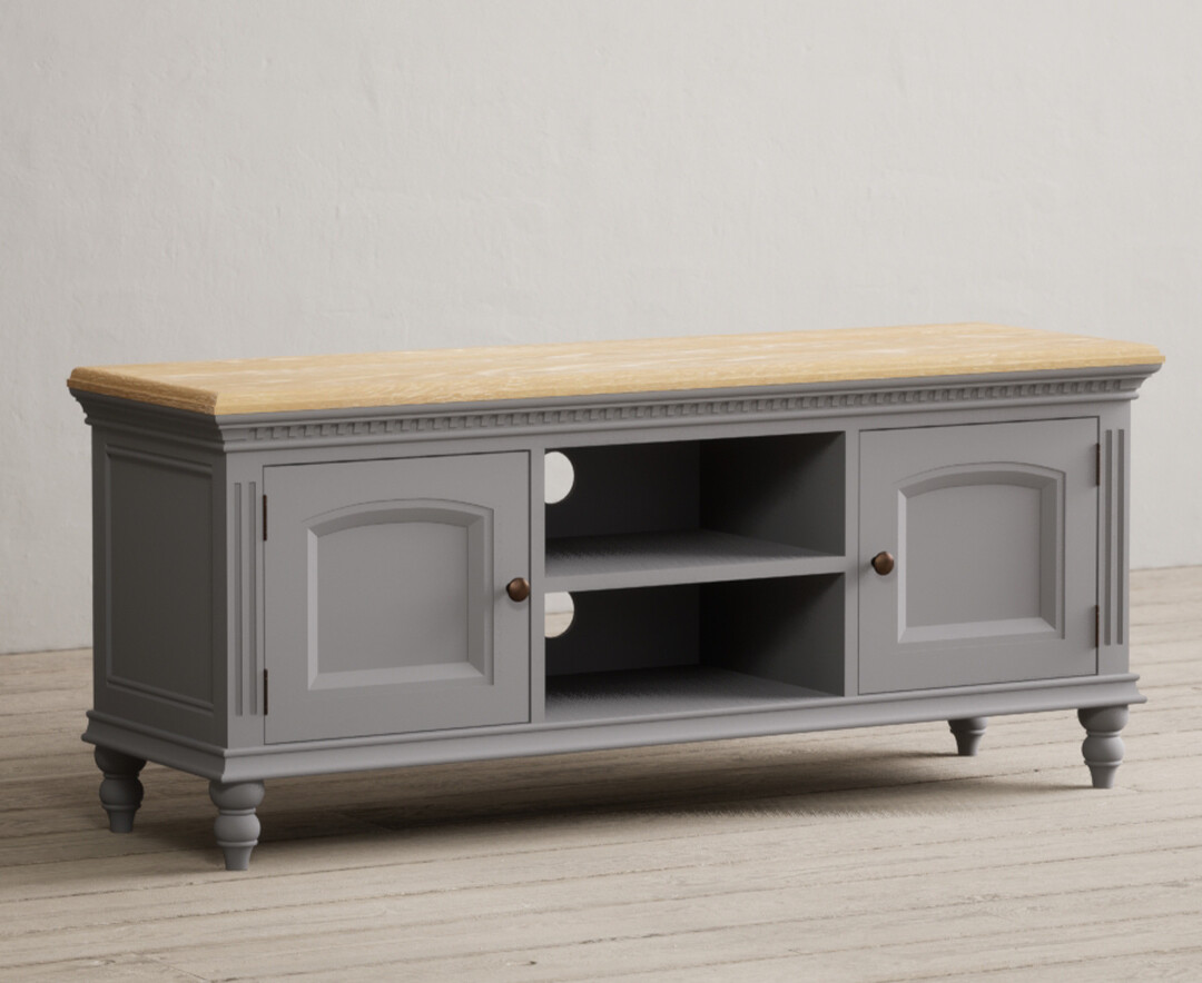 Photo 1 of Francis oak and light grey painted large tv cabinet
