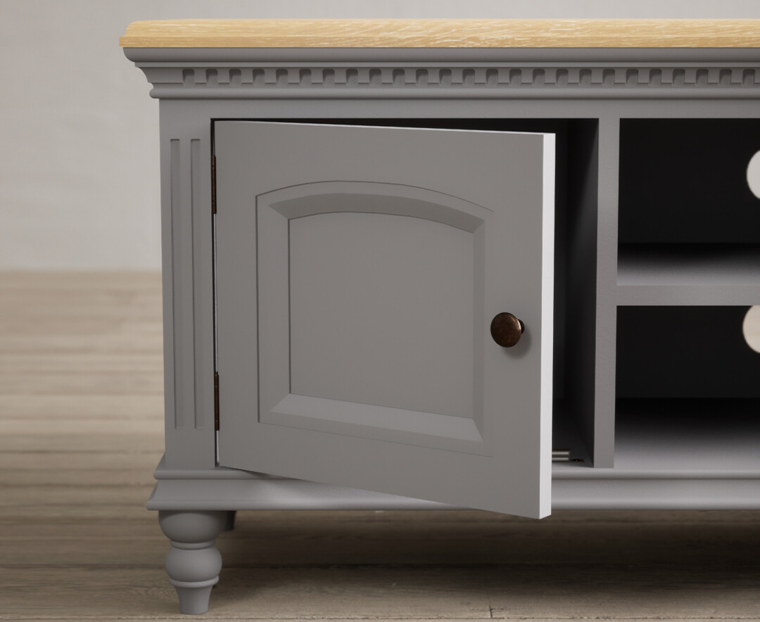 Photo 2 of Francis oak and light grey painted large tv cabinet