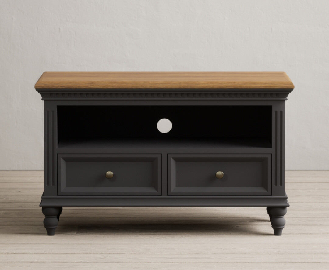 Product photograph of Francis Oak And Charcoal Grey Painted Small Tv Cabinet from Oak Furniture Superstore