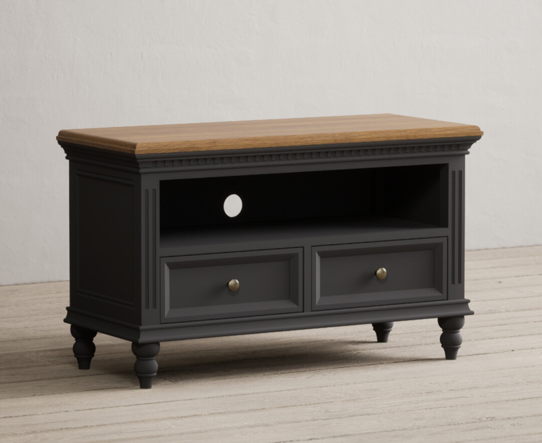 Product photograph of Francis Oak And Charcoal Grey Painted Small Tv Cabinet from Oak Furniture Superstore