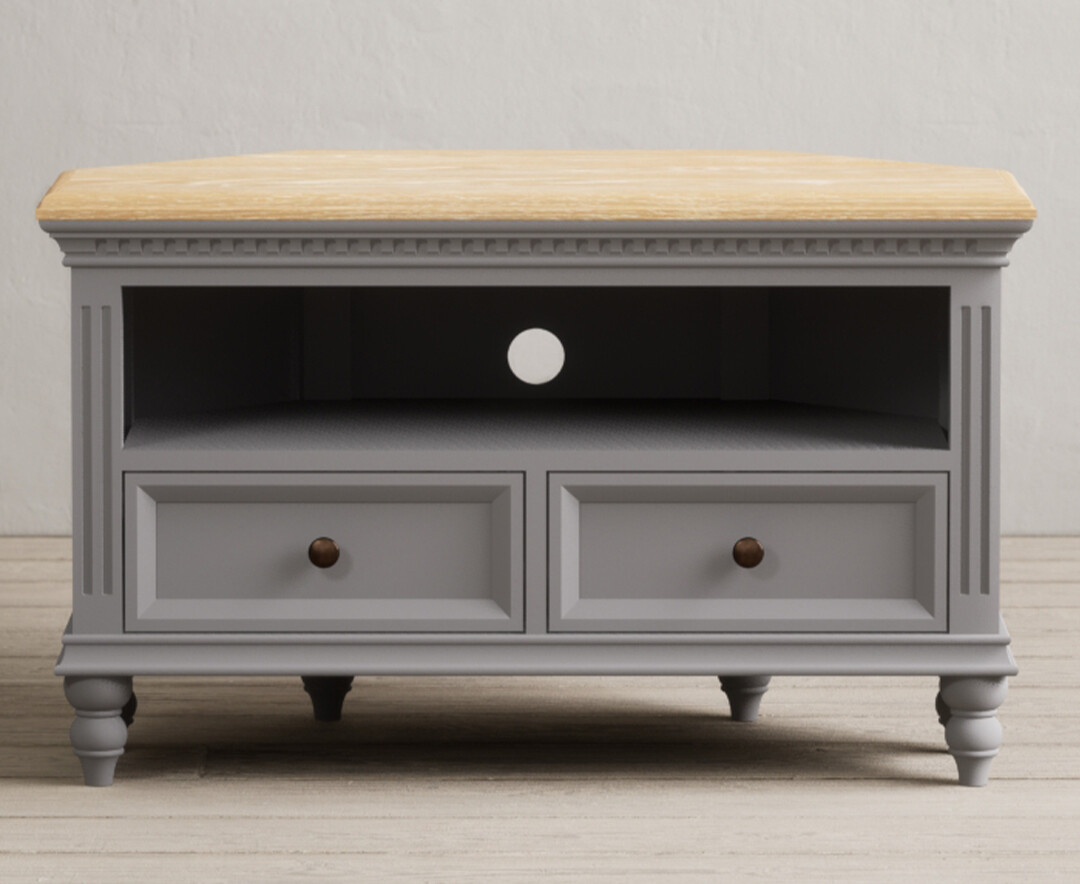 Francis Oak And Light Grey Painted Corner Tv Cabinet