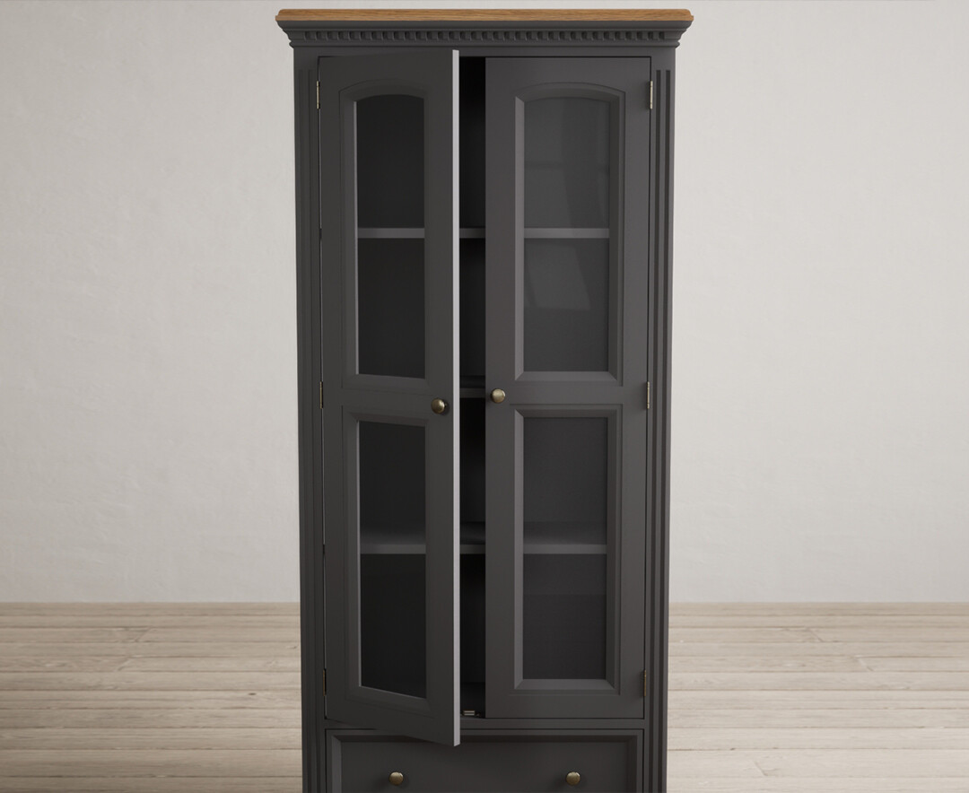 Photo 3 of Francis oak and charcoal grey painted glazed display cabinet