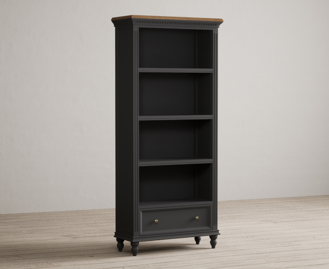 Photo 1 of Francis oak and charcoal grey painted tall bookcase