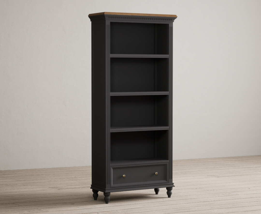 Francis Oak and Charcoal Grey Painted Tall Bookcase