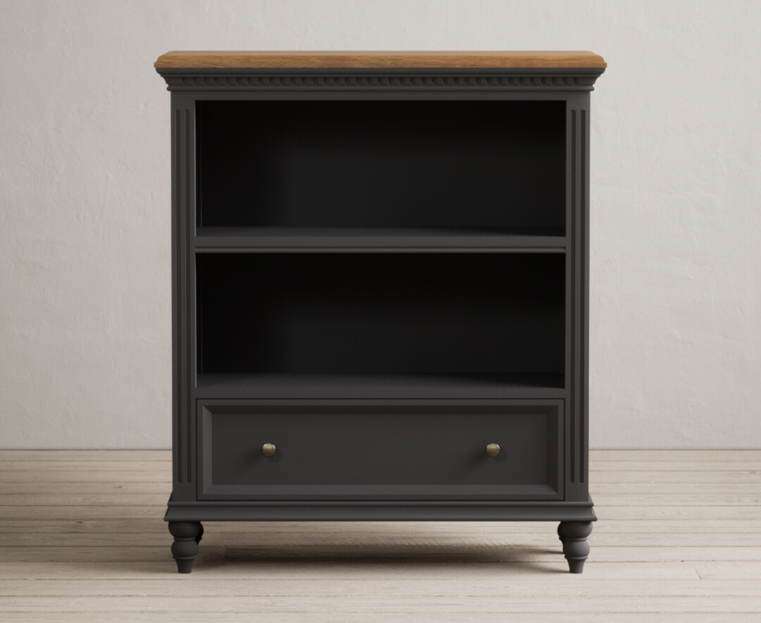Product photograph of Francis Oak And Charcoal Grey Painted Low Bookcase from Oak Furniture Superstore