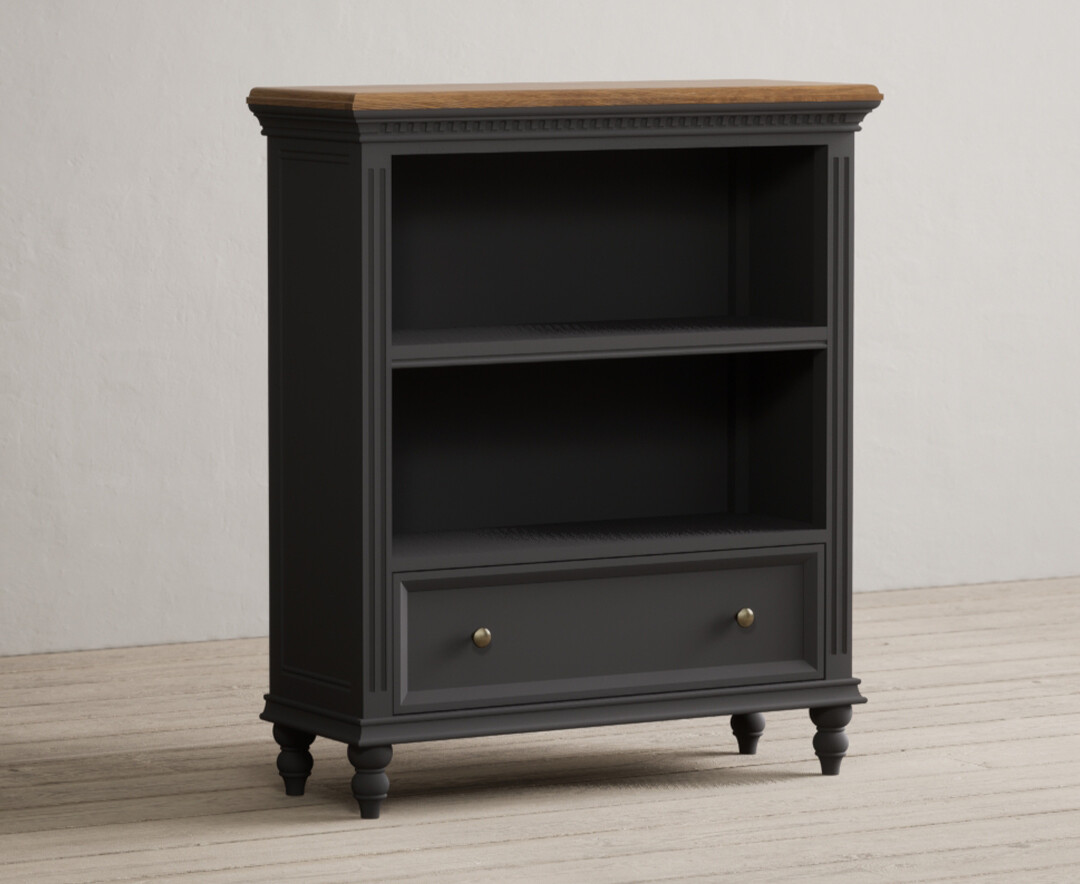Photo 1 of Francis oak and charcoal grey painted low bookcase