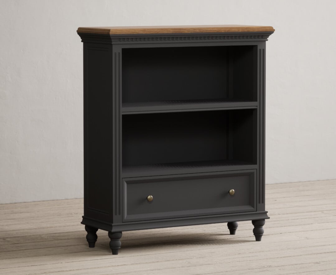 Photo 1 of Francis oak and charcoal grey painted low bookcase