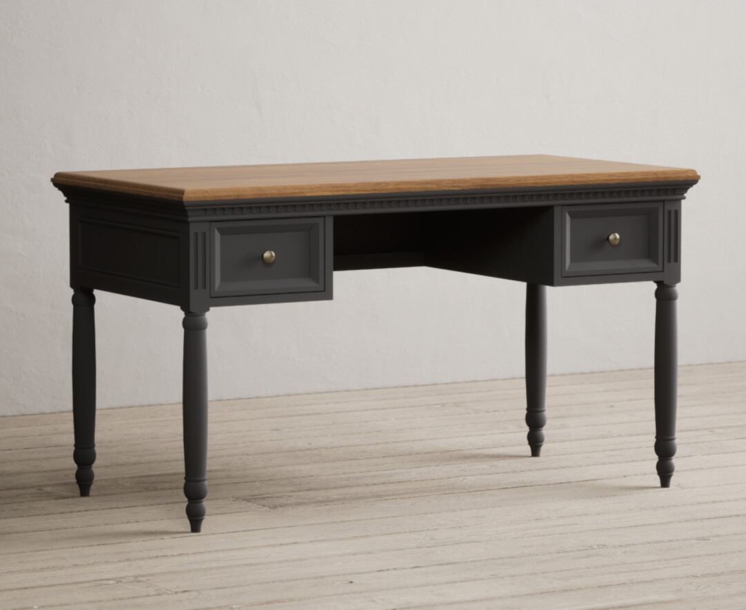 Product photograph of Francis Oak And Charcoal Grey Painted Computer Desk from Oak Furniture Superstore