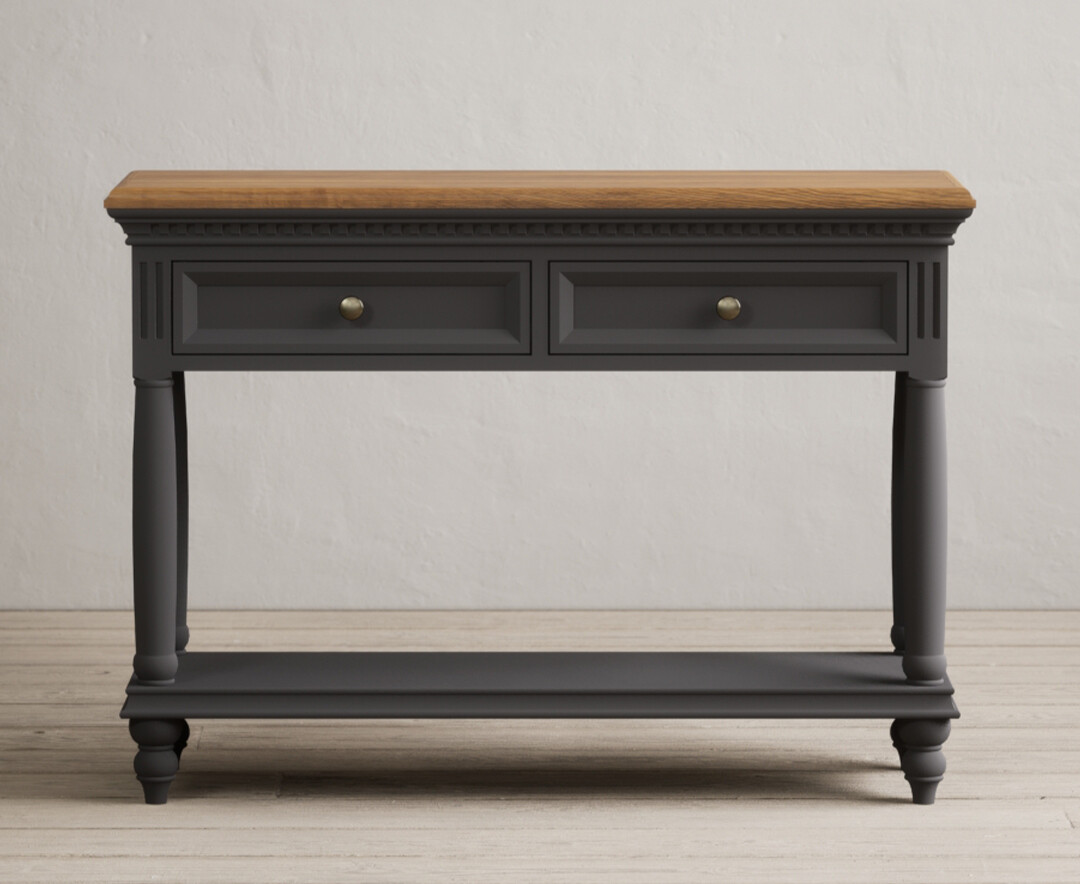 Product photograph of Francis Oak And Charcoal Grey Painted Console Table from Oak Furniture Superstore