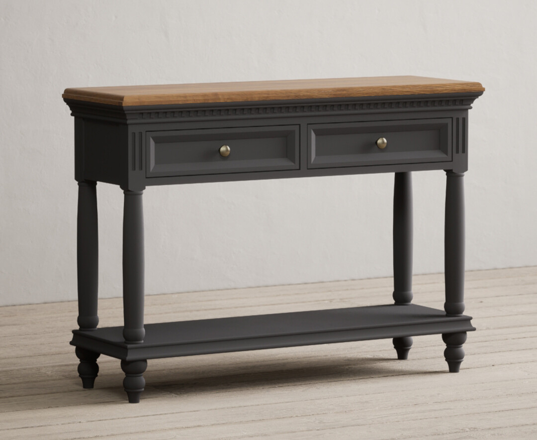 Photo 1 of Francis oak and charcoal grey painted console table