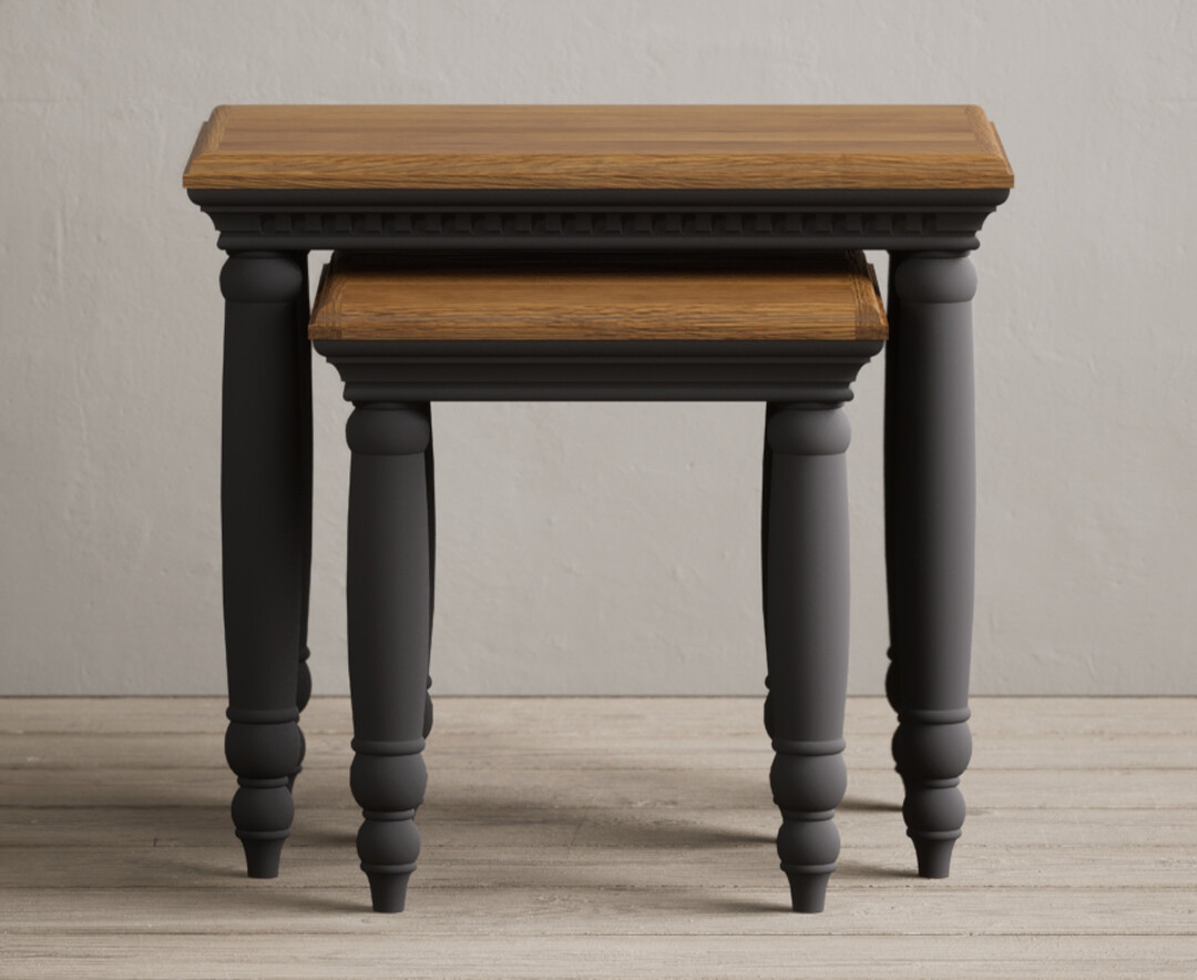 Francis Oak And Charcoal Grey Painted Nest Of Tables