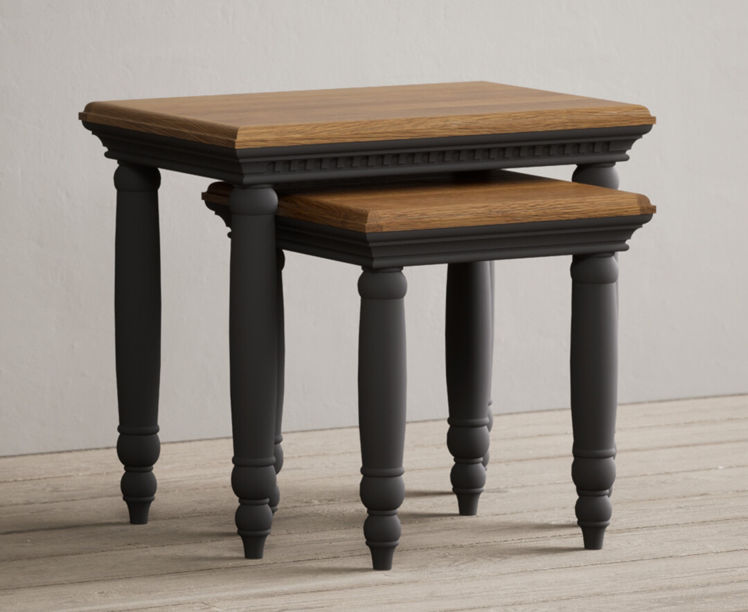 Francis Oak and Charcoal Grey Painted Nest Of Tables