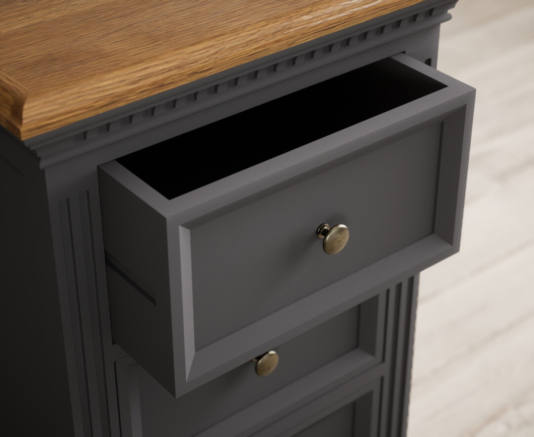 Photo 2 of Francis oak and charcoal grey painted 5 drawer tallboy