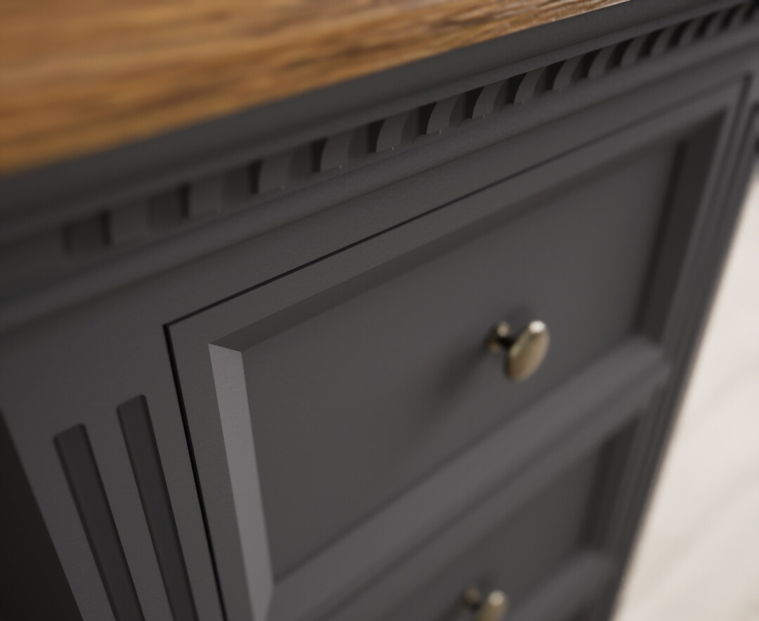 Photo 3 of Francis oak and charcoal grey painted 5 drawer tallboy