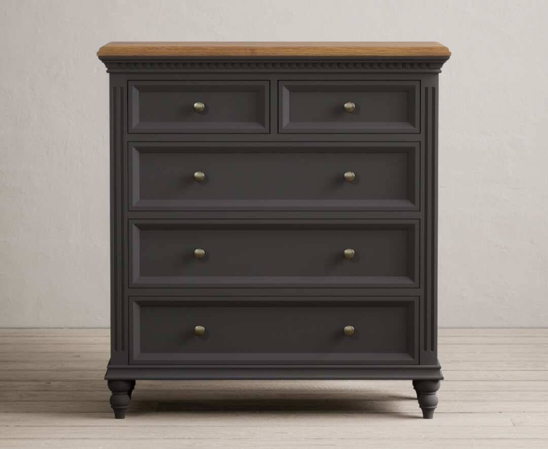 Product photograph of Francis Oak And Charcoal Grey Painted 2 Over 3 Chest Of Drawers from Oak Furniture Superstore