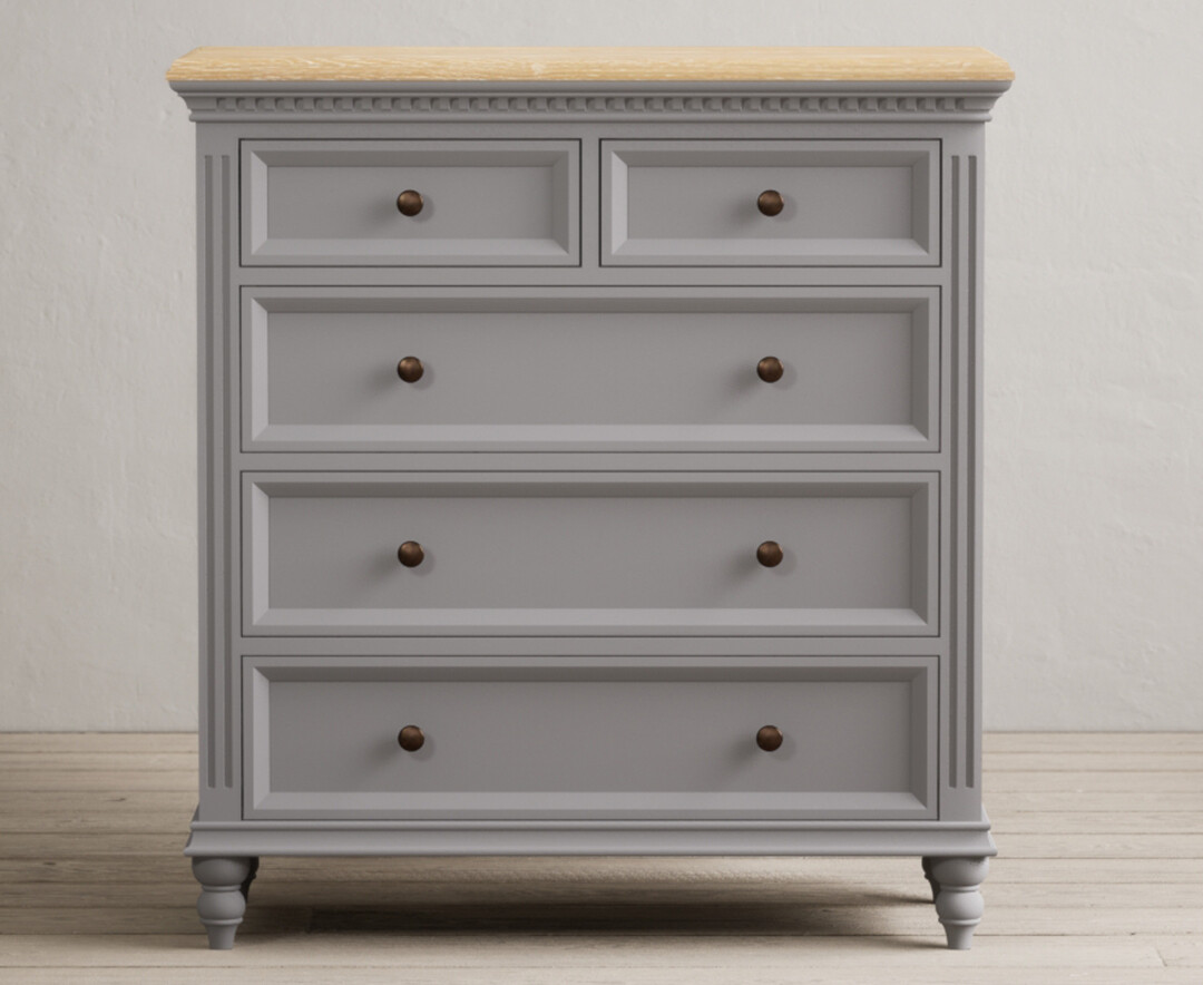 Francis Oak And Light Grey Painted 2 Over 3 Chest Of Drawers