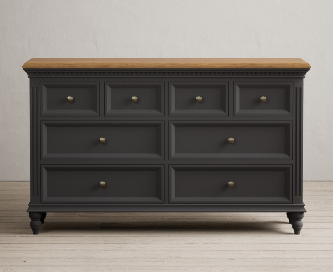 Product photograph of Francis Oak And Charcoal Grey Painted Wide Chest Of Drawers from Oak Furniture Superstore