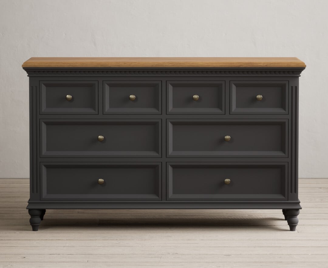 Francis Oak and Charcoal Grey Painted Wide Chest Of Drawers