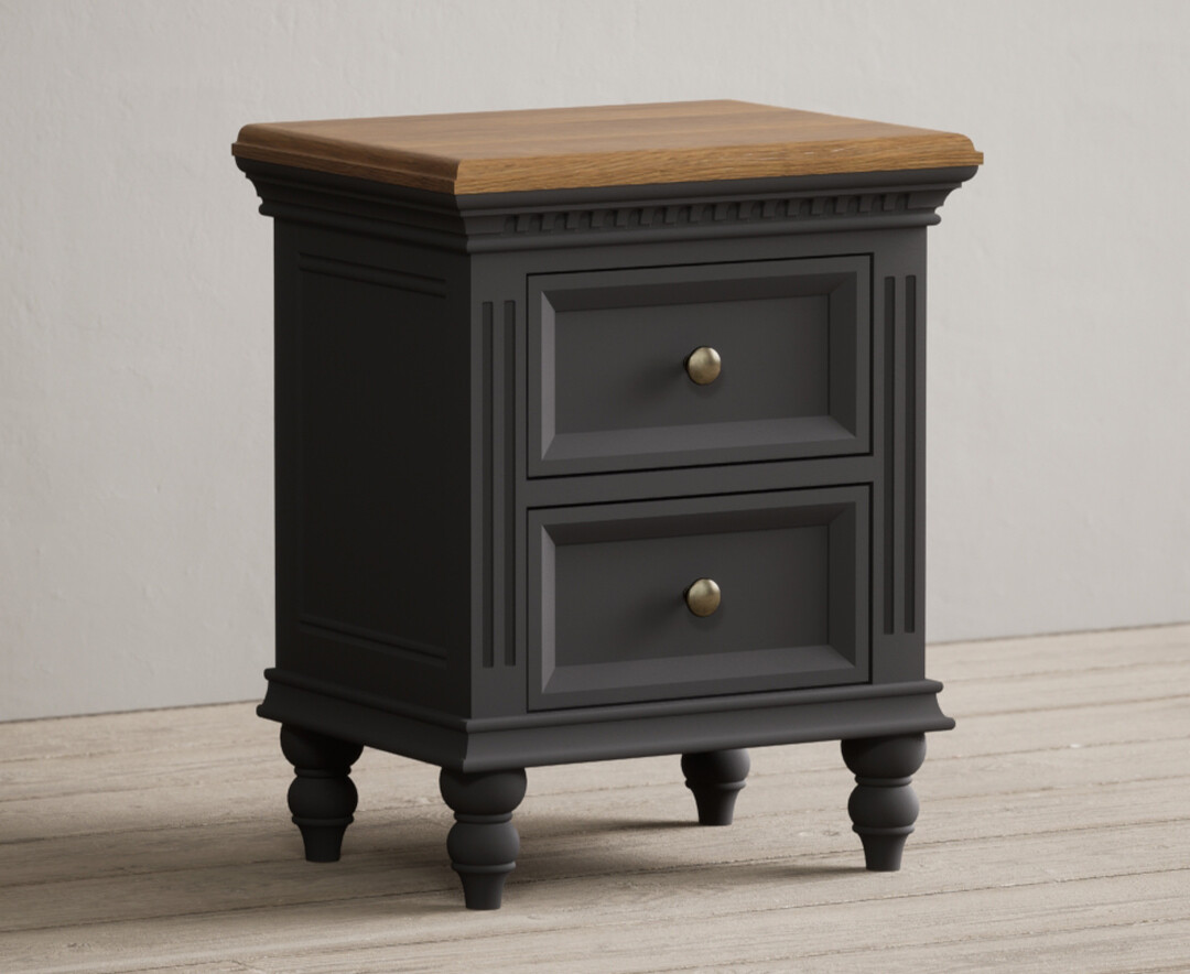 Photo 1 of Francis oak and charcoal grey painted 2 drawer bedside chest