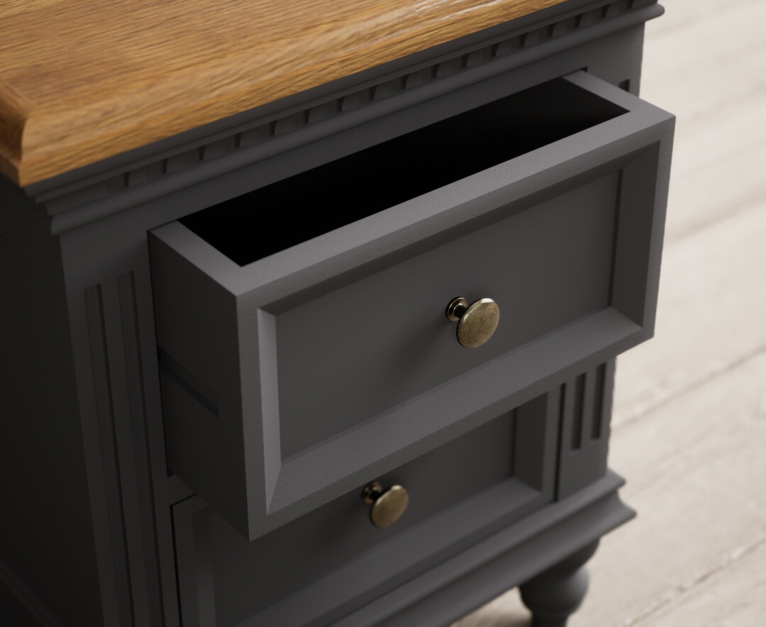 Photo 2 of Francis oak and charcoal grey painted 2 drawer bedside chest