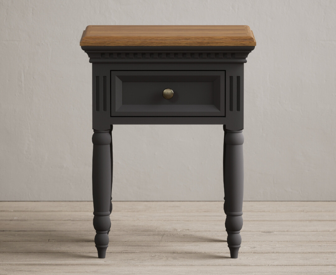 Francis Oak And Charcoal Grey Painted Bedside Table