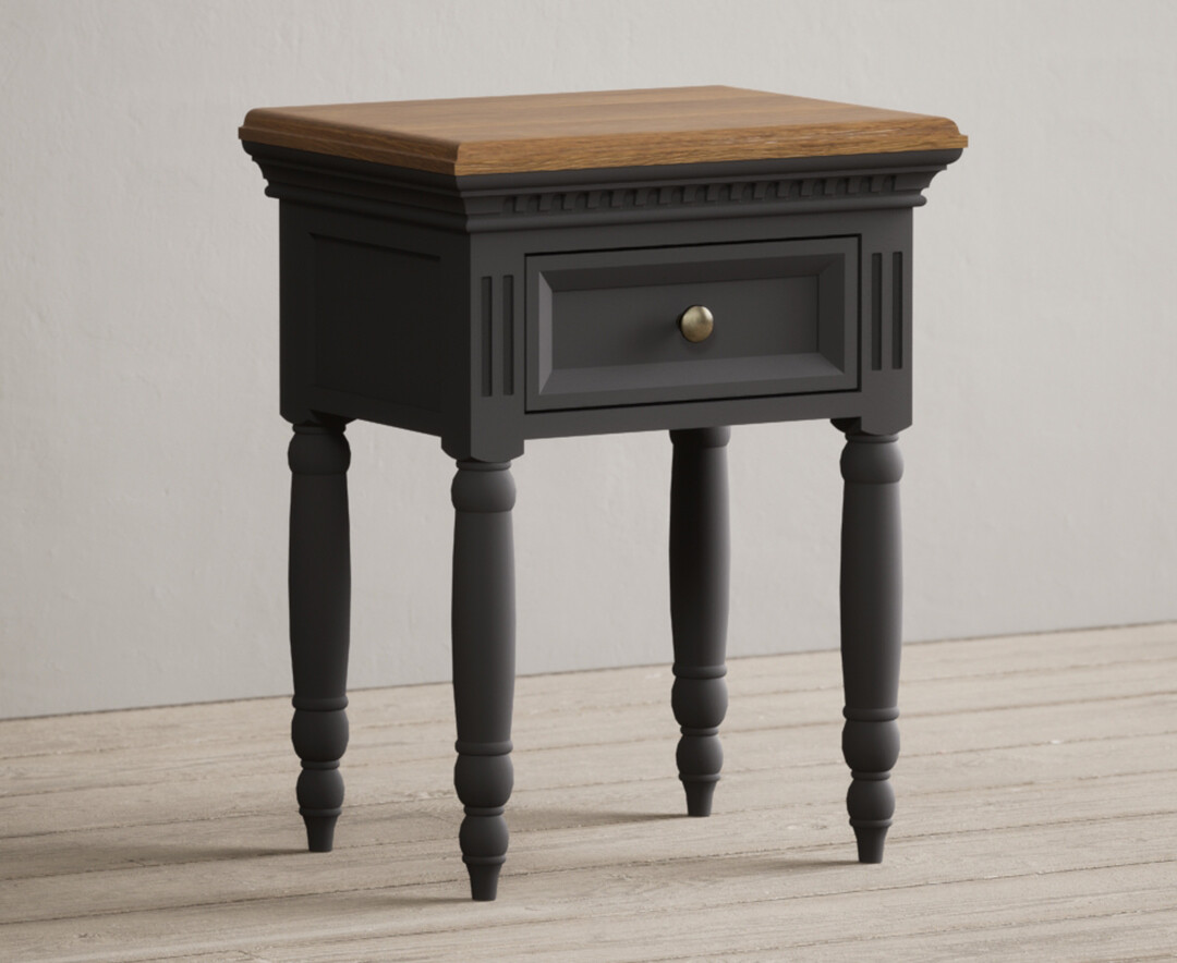 Photo 1 of Francis oak and charcoal grey painted bedside table