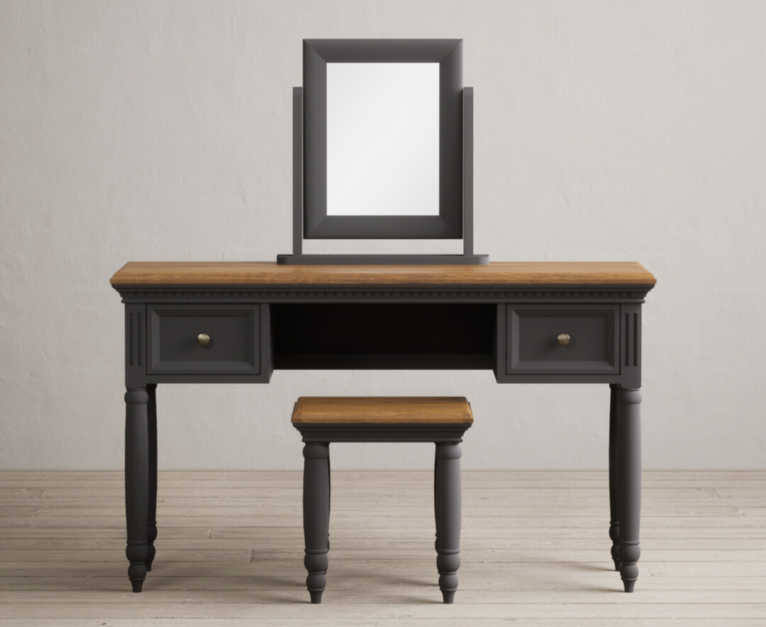 Francis Oak And Charcoal Grey Painted Dressing Table Set