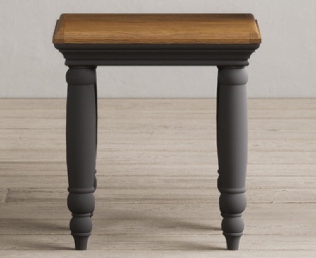 Francis Oak and Charcoal Grey Painted Dressing Table Stool