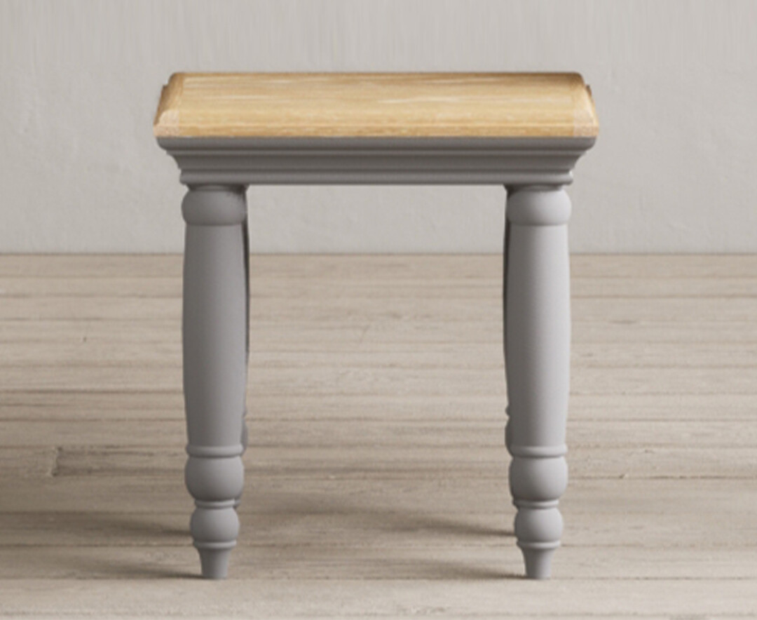 Product photograph of Francis Oak And Light Grey Painted Dressing Table Stool from Oak Furniture Superstore