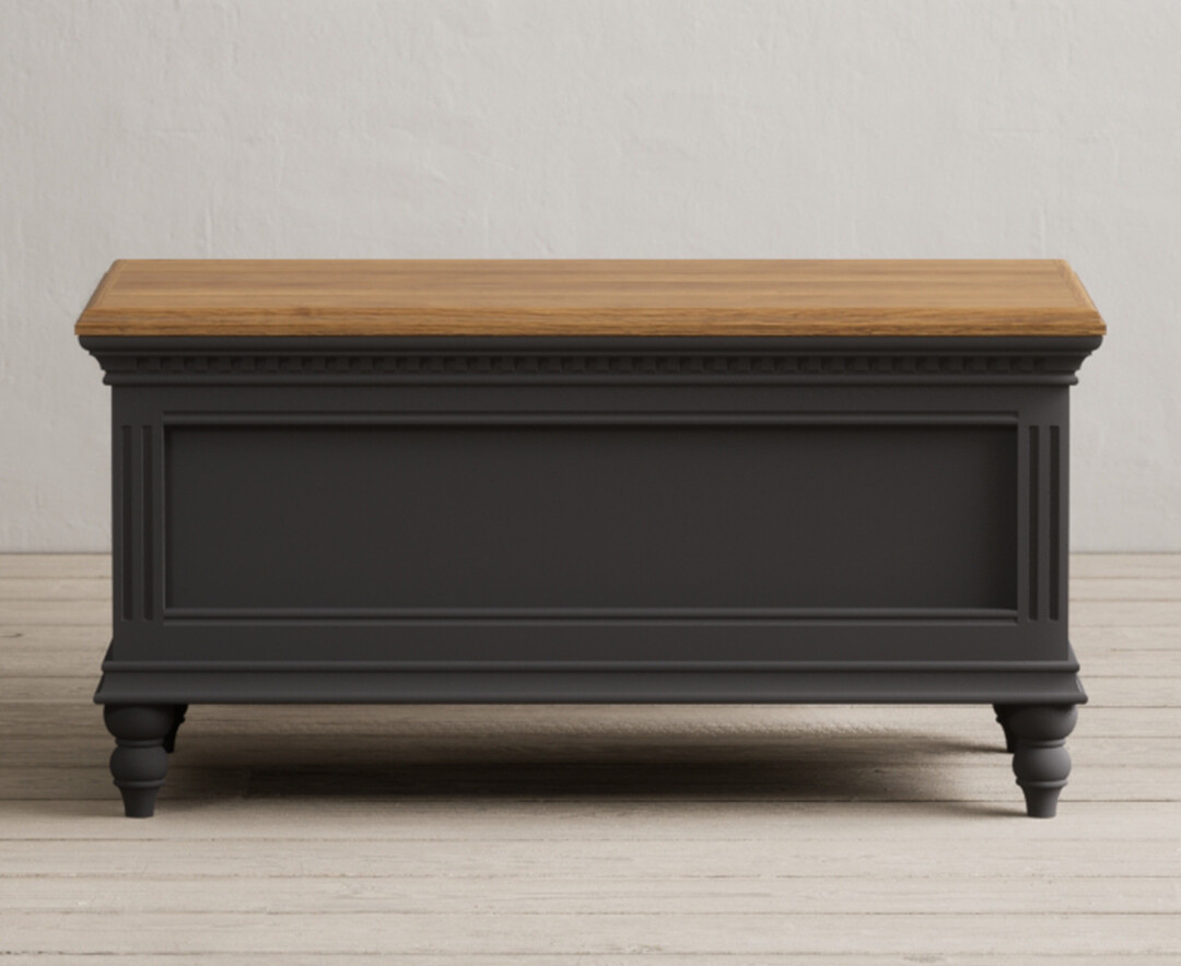Product photograph of Francis Oak And Charcoal Grey Painted Blanket Box from Oak Furniture Superstore