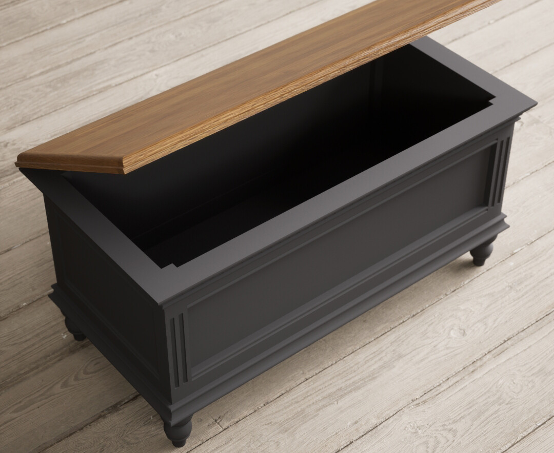 Photo 2 of Francis oak and charcoal grey painted blanket box