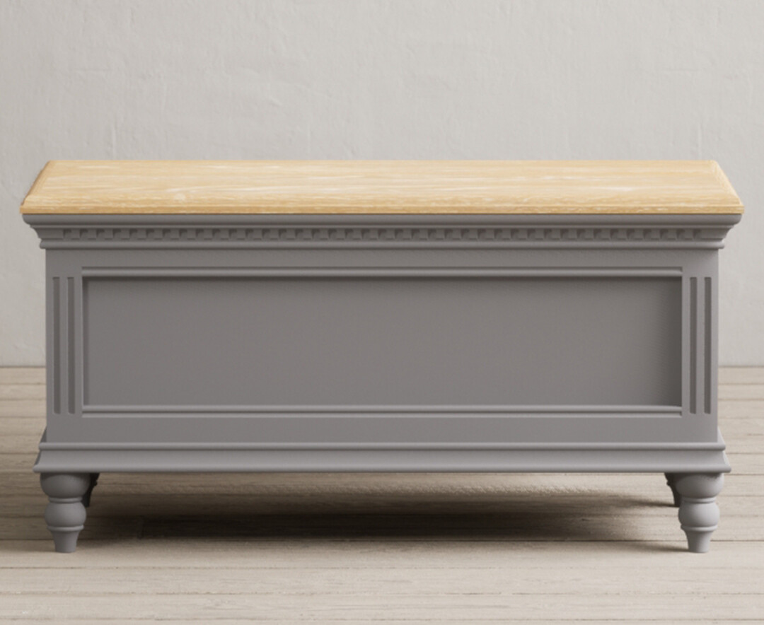 Product photograph of Francis Oak And Light Grey Painted Blanket Box from Oak Furniture Superstore